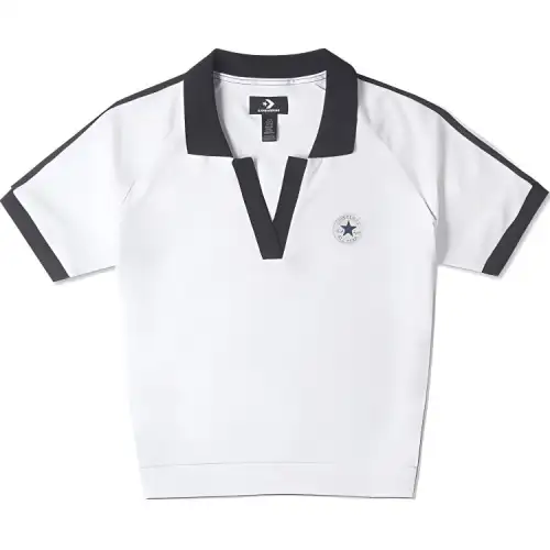 Converse Neck Knit Polo Shirt Women's White