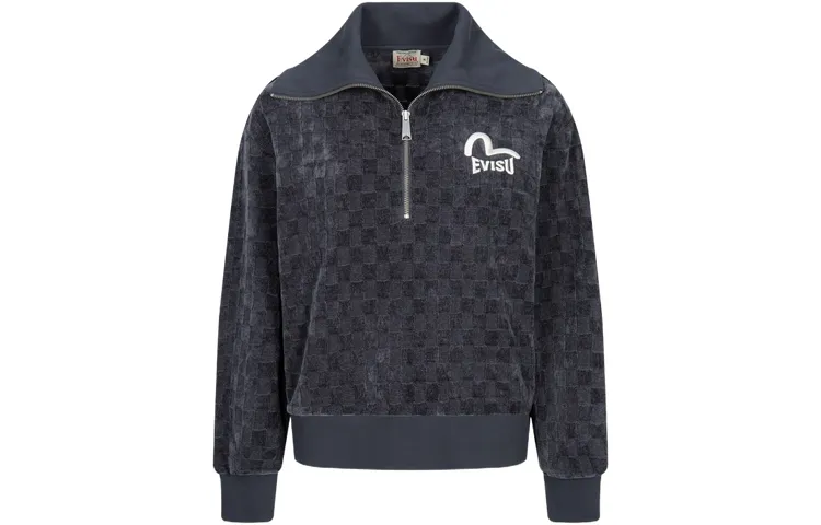 EVISU Sweatshirts Women's Dark Gray Lapel Moderate Regular