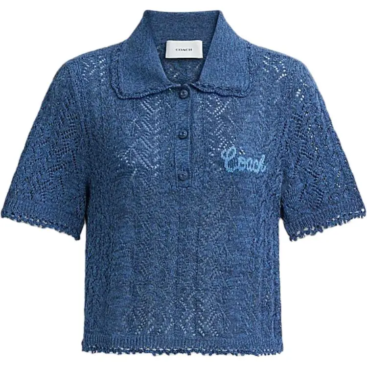 COACH SS24 Polo Shirt Women's Marine Blue