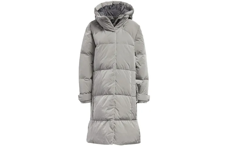 Adidas Down Jackets Women's Gray Detachable Hood Moderate Straight Fit