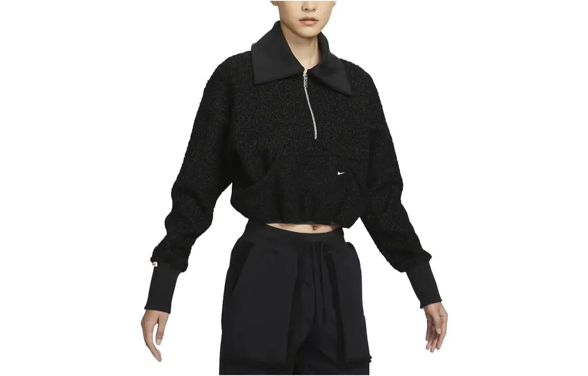 Nike Sportswear Collection Women's High-Pile Fleece Half Zip Top Black