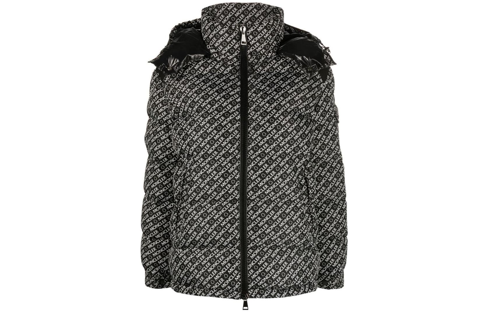 Женский пуховик Moncler Maire SS22 Logo (черный)