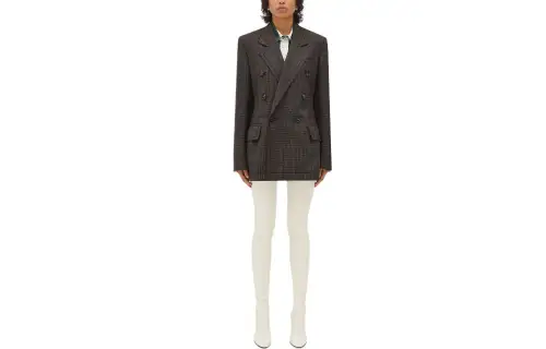 Bottega Veneta Houndstooth Wool Jacket With Label Jackets & Coats Women's Brown