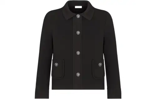 DIOR Quarterly New Products Jackets Women's Black Lapel Moderate Straight Fit