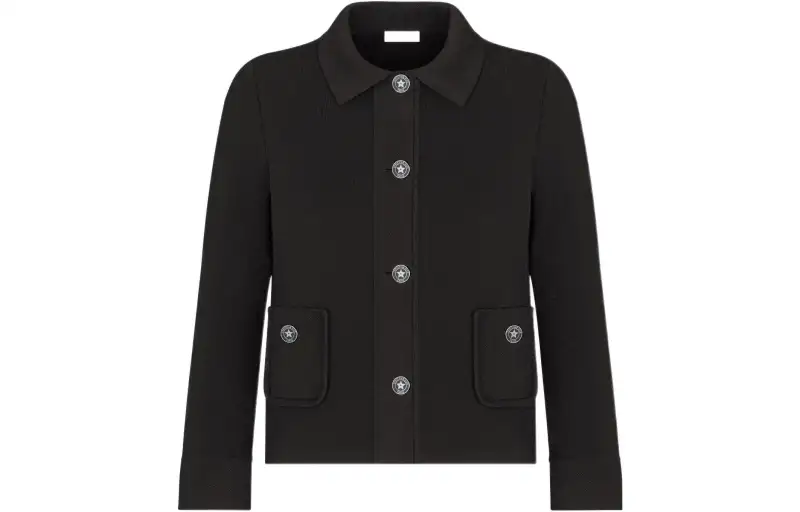 DIOR Quarterly New Products Jackets Women's Black Lapel Moderate Straight Fit