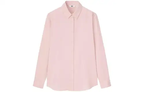 UNIQLO Shirts Women's Washed Pink Stand Collar Moderate Other