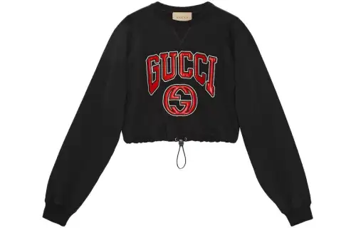 GUCCI Logo Patch Cropped Sweatshirt