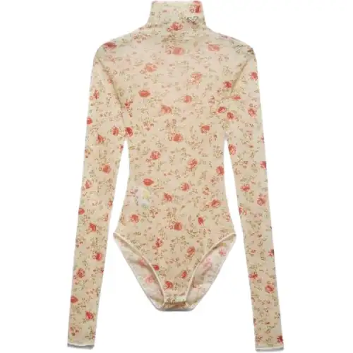 PRADA Bodysuits Women's Red Turtleneck