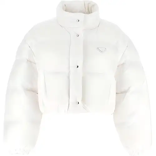 PRADA Down Jackets Women's White Stand Collar Moderate Other