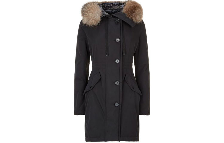 Женский пуховик Moncler с мехом (черный)