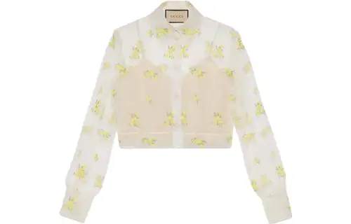 GUCCI Shirts Women's Ecru Lapel Thin Shirt
