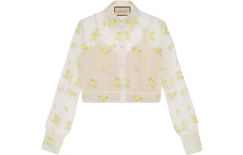 GUCCI Shirts Women's Ecru Lapel Thin Shirt