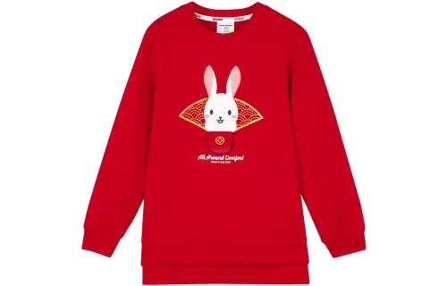 Skechers New Year Sweatshirts Women's Brick Red Crew Neck Moderate Regular