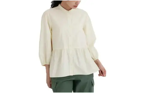 UNIQLO Shirts Women's Light Beige Stand Collar Moderate Other