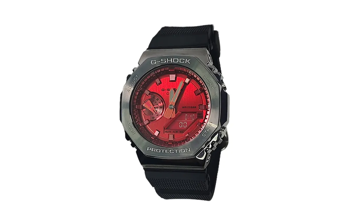 CASIO Custom Collection Quartz Movement Resin Strap Watch Men's Watches Red Watch Dial