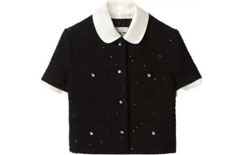 MIU MIU Knitwear Women's Black Lapel Moderate Other