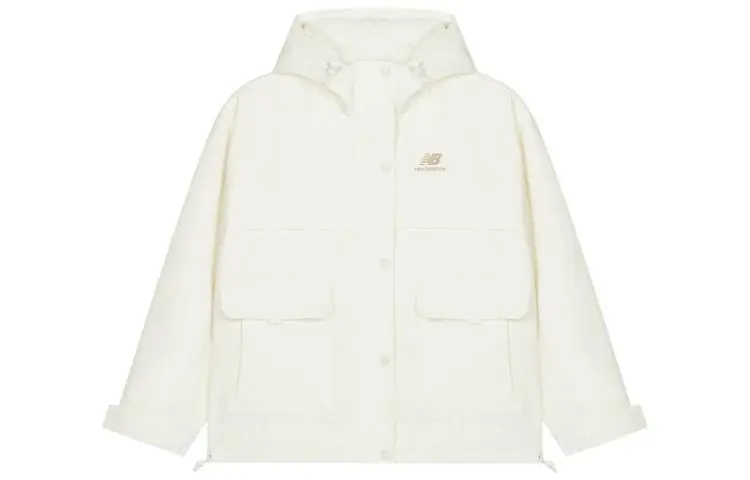 New Balance Jackets Women's Ecru Hooded Moderate Other