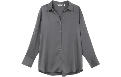 UNIQLO Shirts Women's Asphalt Gray Square Collar Moderate Other