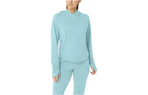 ASICS TECH PO Sweatshirts Women's Aquamarines Stone Color Hooded Moderate Regular