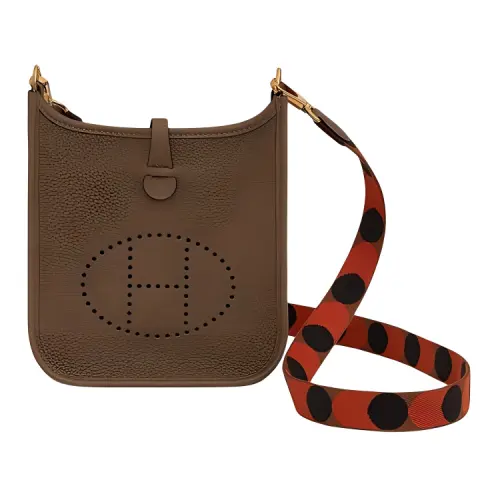 HERMES Evelyne Maurice Bullock Leather Crossbody Bag, Shoulder Bag 16 Women's Weimaraner Beige/Hazelnut/Copper Red