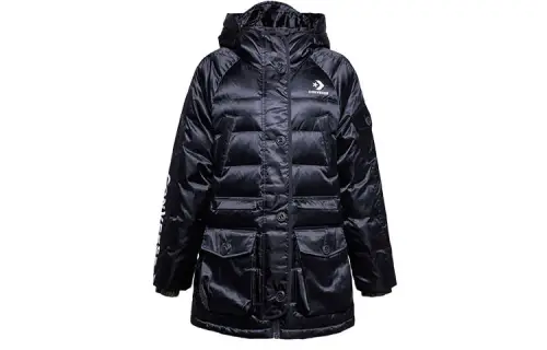 Converse Down Jackets Women's Ink Black Hooded Moderate Other