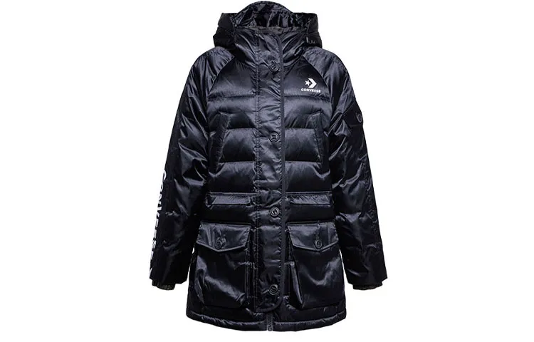 Converse Down Jackets Women's Ink Black Hooded Moderate Other