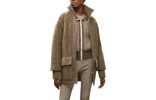 HERMES Jackets Women's Brown Turtleneck Moderate Other
