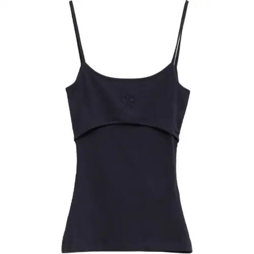 LOEWE Anagram Strappy Cotton Top Ocean Blue