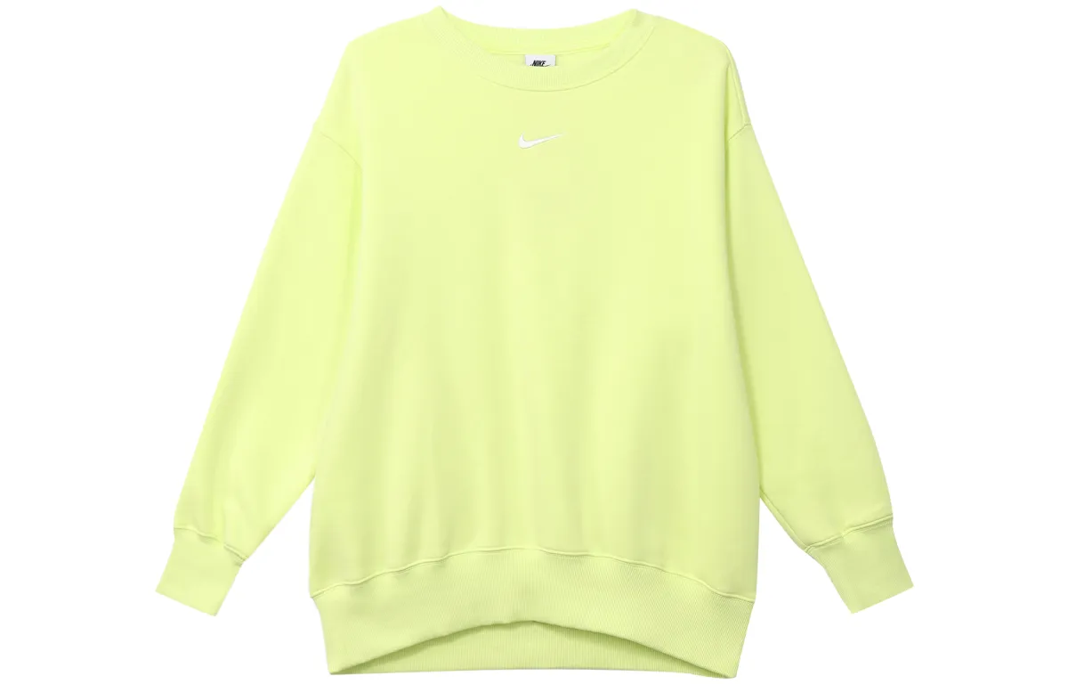 Nike Sportswear Phoenix Fleece Solid Color Crew Neck Fleece Lined Loose Fit Sweatshirt Women's Light Lemon
