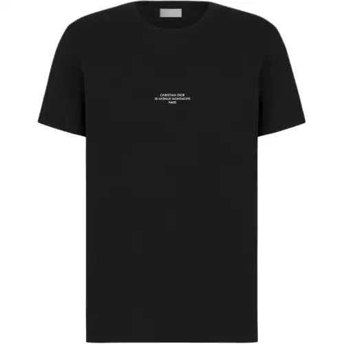 DIOR T Shirts Men's Black Crew Neck Moderate Straight Fit
