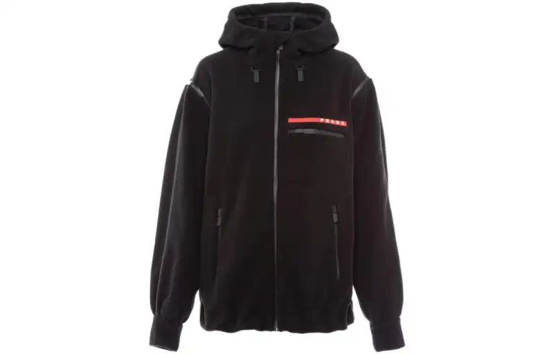 PRADA Jackets Women's Black Hooded Moderate Other