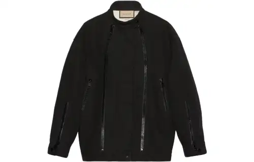 GUCCI Zipper Detailed Denim Jacket Black