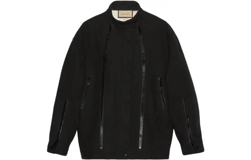 GUCCI Zipper Detailed Denim Jacket Black