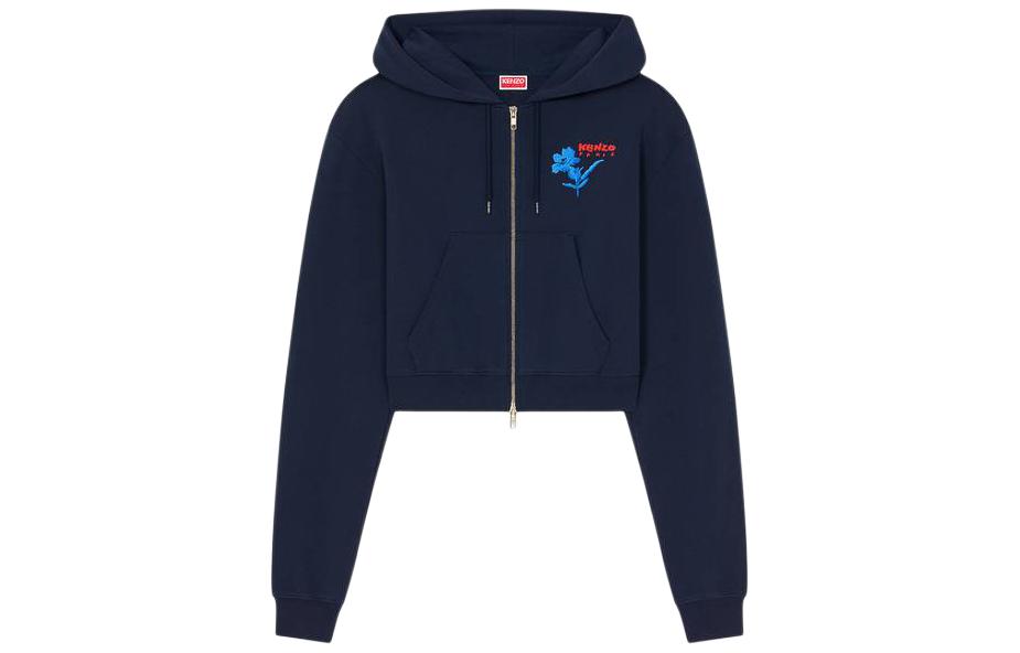 KENZO Drawn Flowers' Embroidered Sweatshirt Jackets & Coats Women's Dark Blue