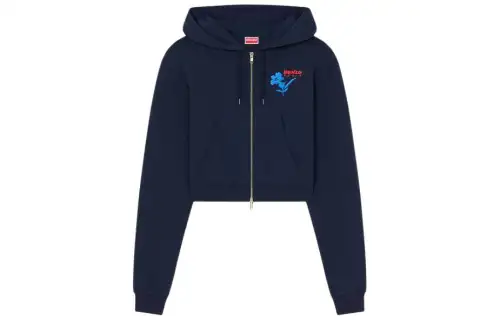 KENZO Drawn Flowers' Embroidered Sweatshirt Jackets & Coats Women's Dark Blue