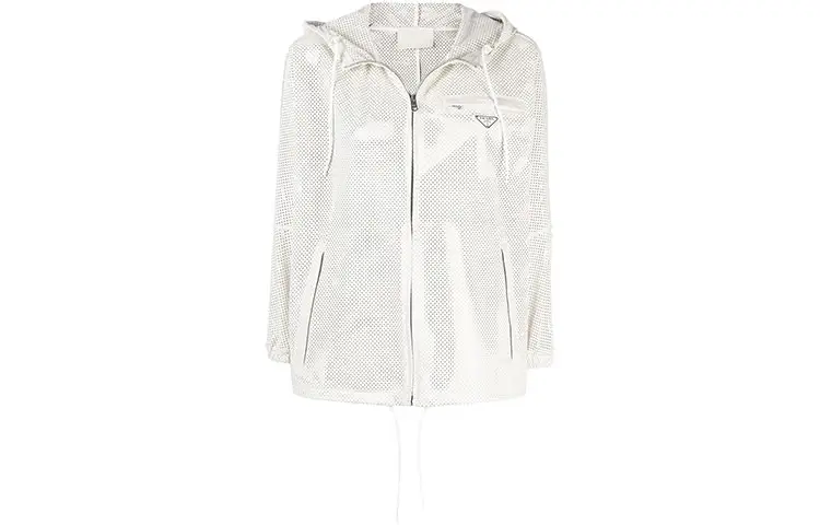 PRADA Jackets Women's White Hooded Moderate Other