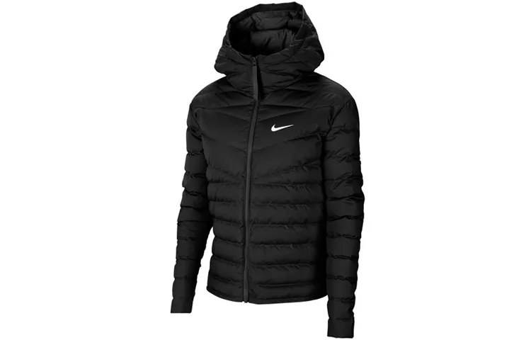 Nike Down Jackets Women's Black Hooded Moderate Straight Fit