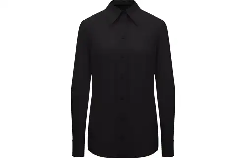 GUCCI Embroidered Logo Long Sleeve Blouse Black