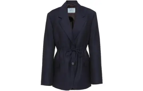 PRADA Jackets Women's Blue V Neck Moderate Other