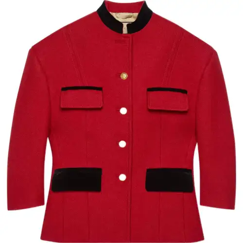 GUCCI Jackets Women's Red Stand Collar Moderate Other