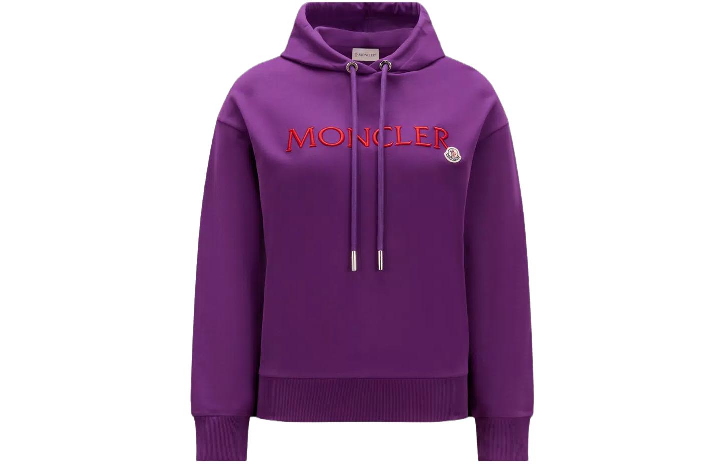 Женское худи Moncler Embroidered Logo Hoodie (фиолетовое)