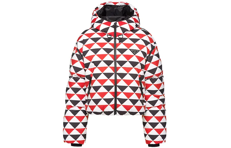 PRADA Down Jackets Women's Red Hooded Moderate Other