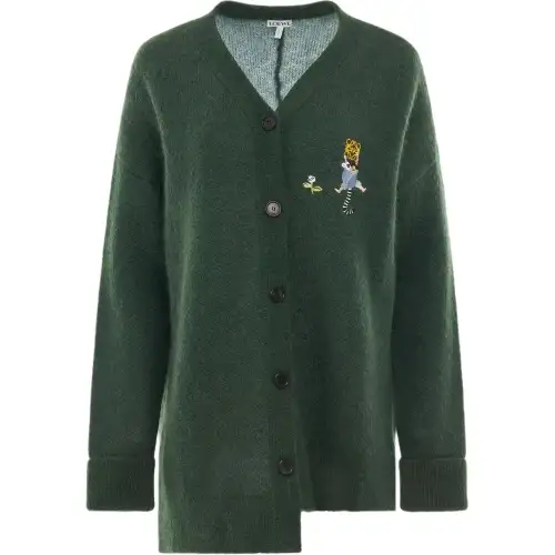 LOEWE Asymmetric Cardigan 'Dark Green'