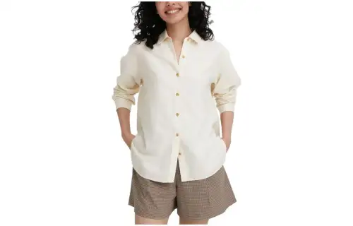 UNIQLO Shirts Women's Ivory Pointed Collar Moderate Other