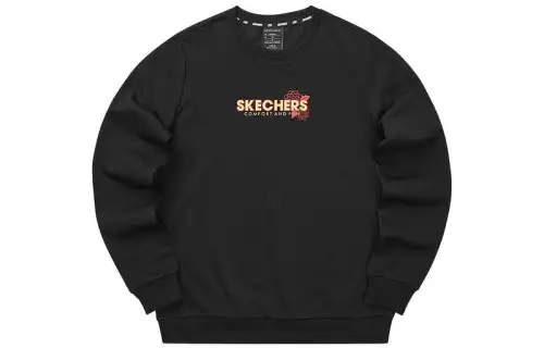 Skechers New Year Sweatshirts Women's Carbon Black Crew Neck Moderate Other
