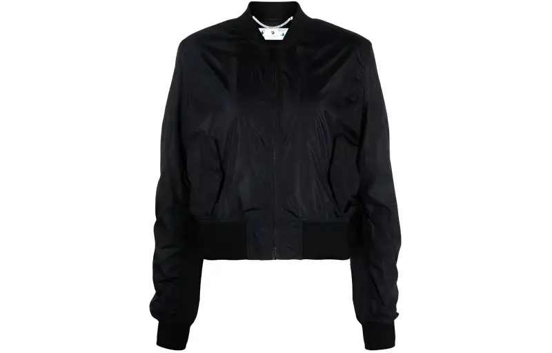 OFF-WHITE Zip-Up Long-Sleeved Bomber Jacket