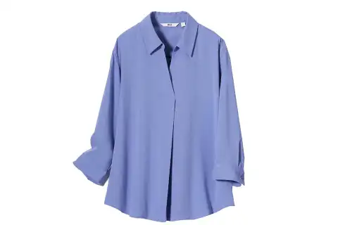UNIQLO Shirts Women's Sky Blue Half Open Collar Moderate Other