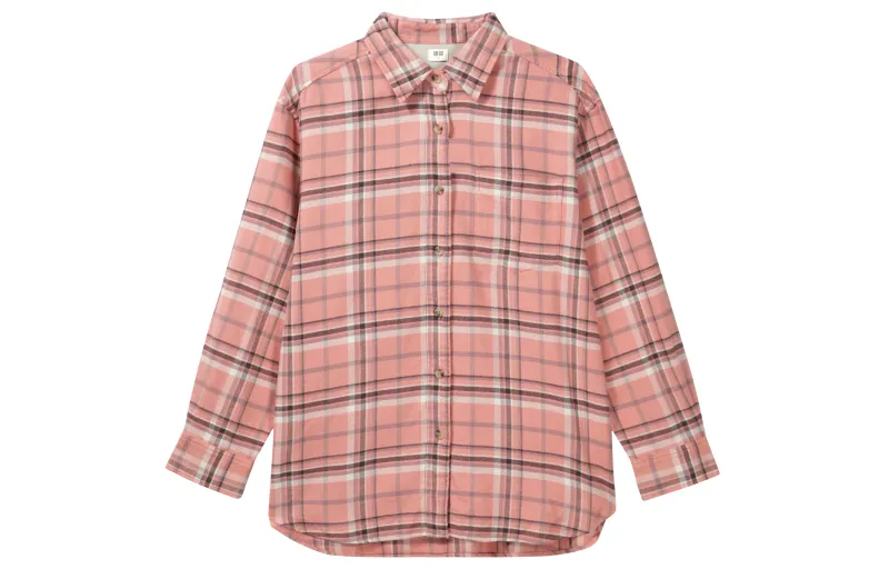 UNIQLO Shirts Women's Peach Pink Pointed Collar Moderate Other