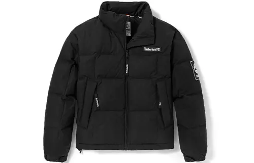 Timberland Letter Stand Collar Thickened Short Down Jacket Women's Black