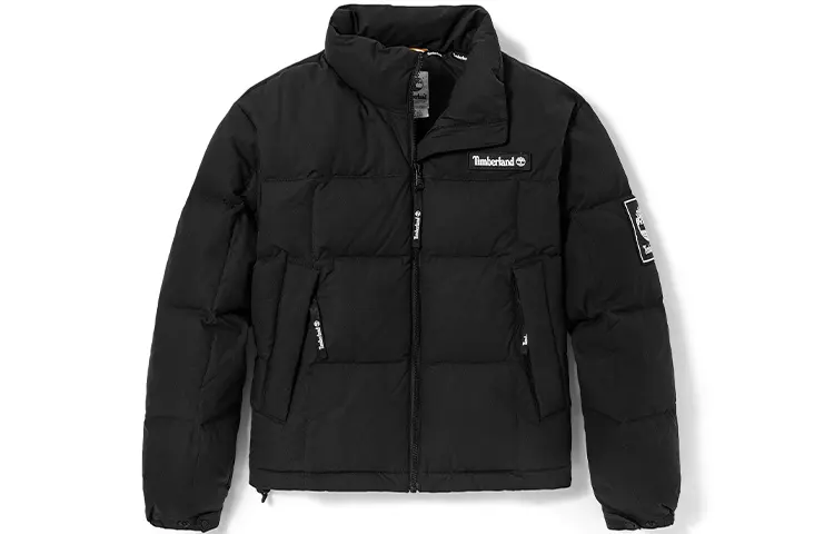 Timberland Letter Stand Collar Thickened Short Down Jacket Women's Black